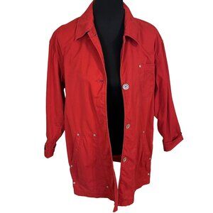 Vtg Emanuel Ungaro Red Cotton Jacket Pockets Button Up Womens Jacket Medium